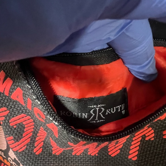 Robin Ruth Jamaica Print Black and Orange Shoulder Bag - Picture 5 of 8